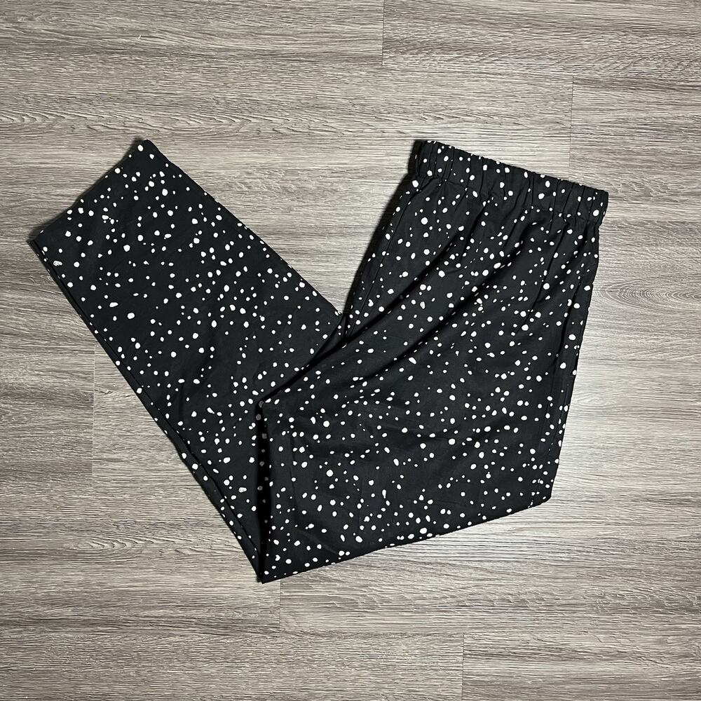 Eileen Fisher Organic Cotton Dot Print Ankle Pants Women's Small Black White EUC